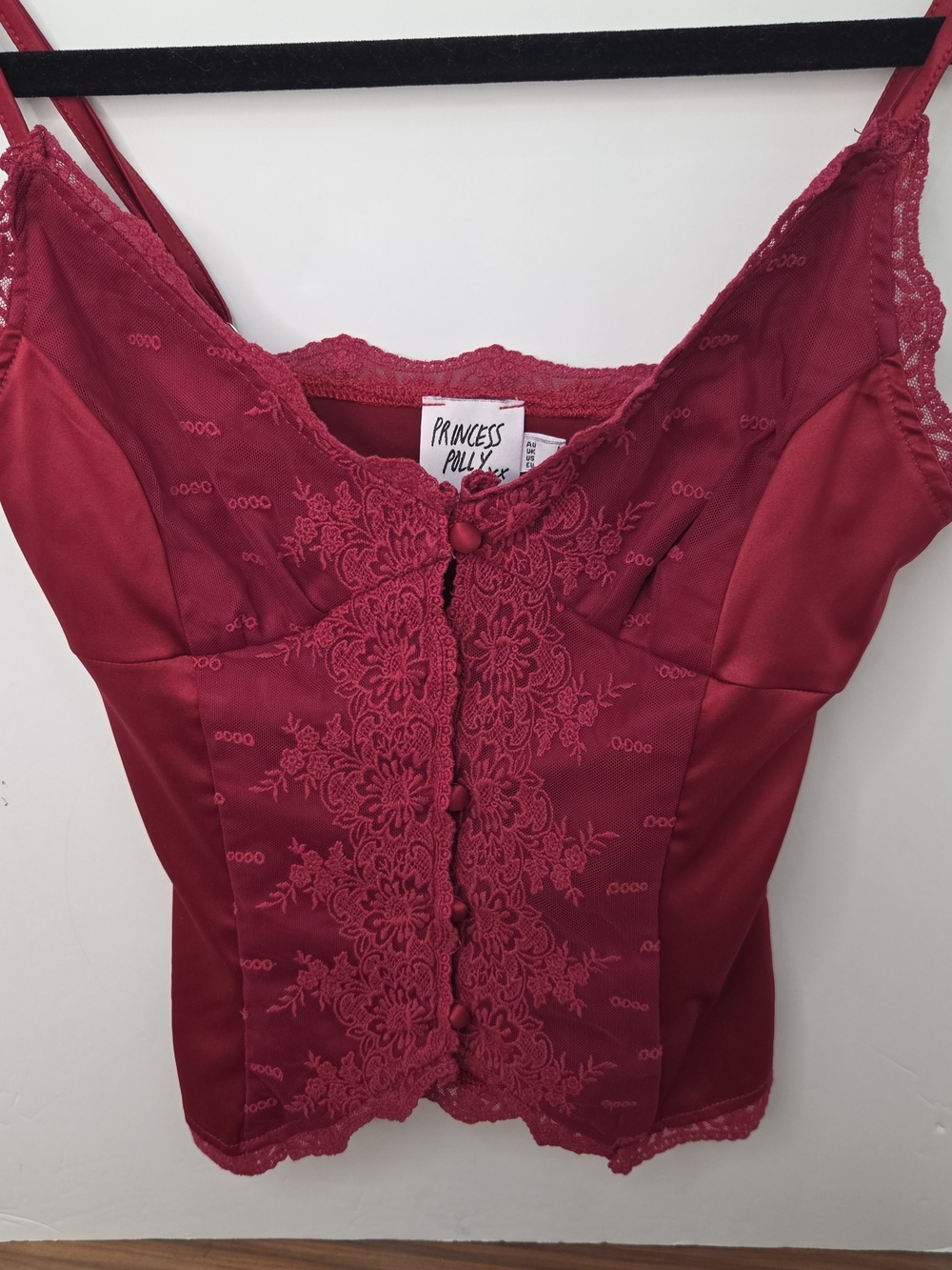 Princess Polly Red Lace Corset Cami Sz 2